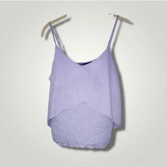 Kaari blue Up Cycled lavender ruffle flowy blouse tank top Small - Picture 1 of 6